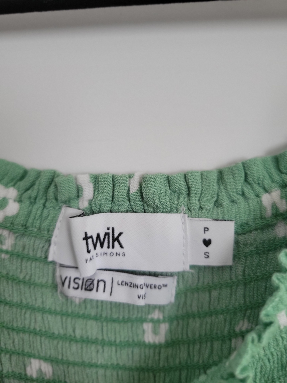 twik Light Green Floral Midi Dress with Puff Sleeves - Picture 2 of 2